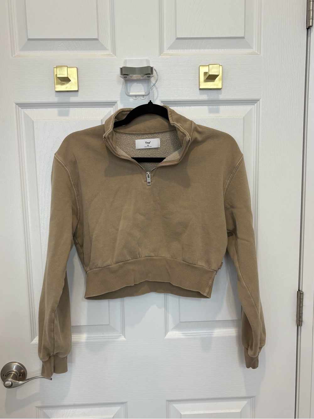 Tna Cropped Quarter-Zip Pullover - Tan #1490